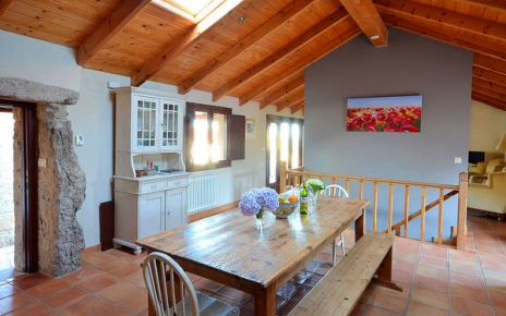 Long wooden dining table